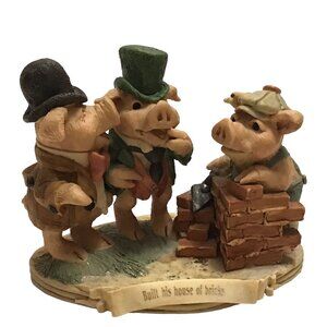 Vtg Built His House of Bricks 3 Little Pigs Figurine 232/3500 United Designs '91